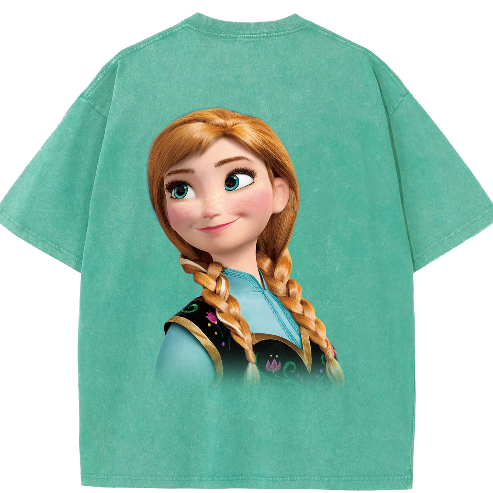 （画像用） アナと雪の女王 アンナ エルサ Frozen Anna Elsa 綿100% ヴィンテージ風 半袖Tシャツ（背面プリント）